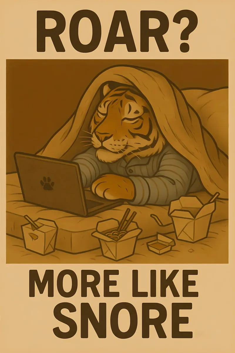 Grappige tijger meme canvas met Baklijst van Funny Humor Art