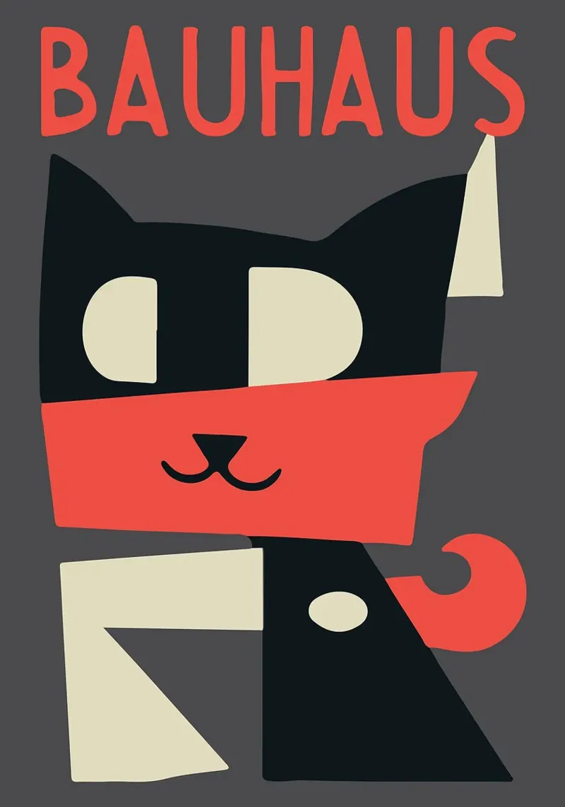 gatto forme geometriche sciarpa rossa carta hahnemühle da Janine P McGuire