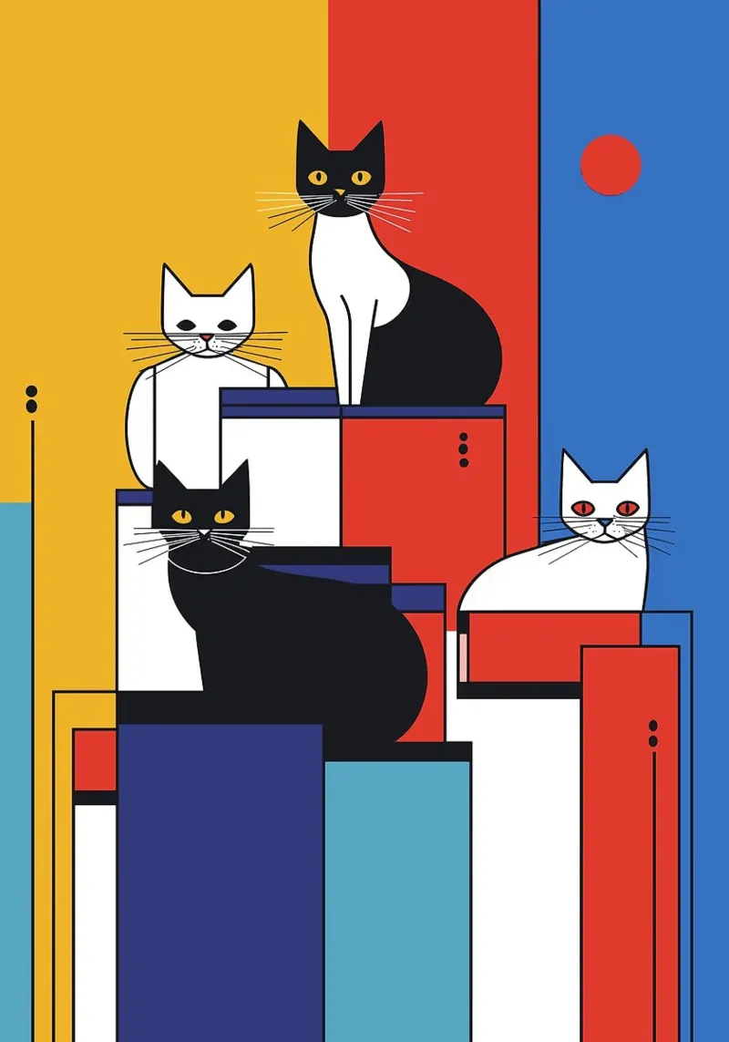 gatti forme geometriche blocchi di colore carta hahnemühle da Dale Edward YoungJr