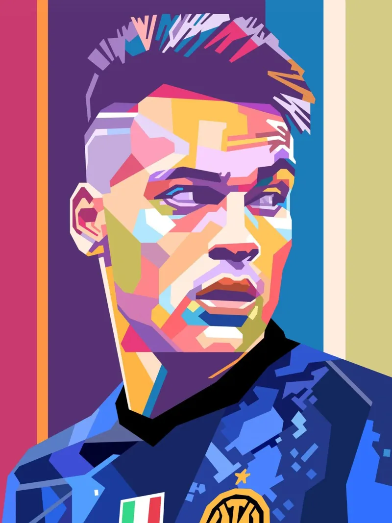 Lautaro Martinez pop art portrait alu-dibond by Hantamrata