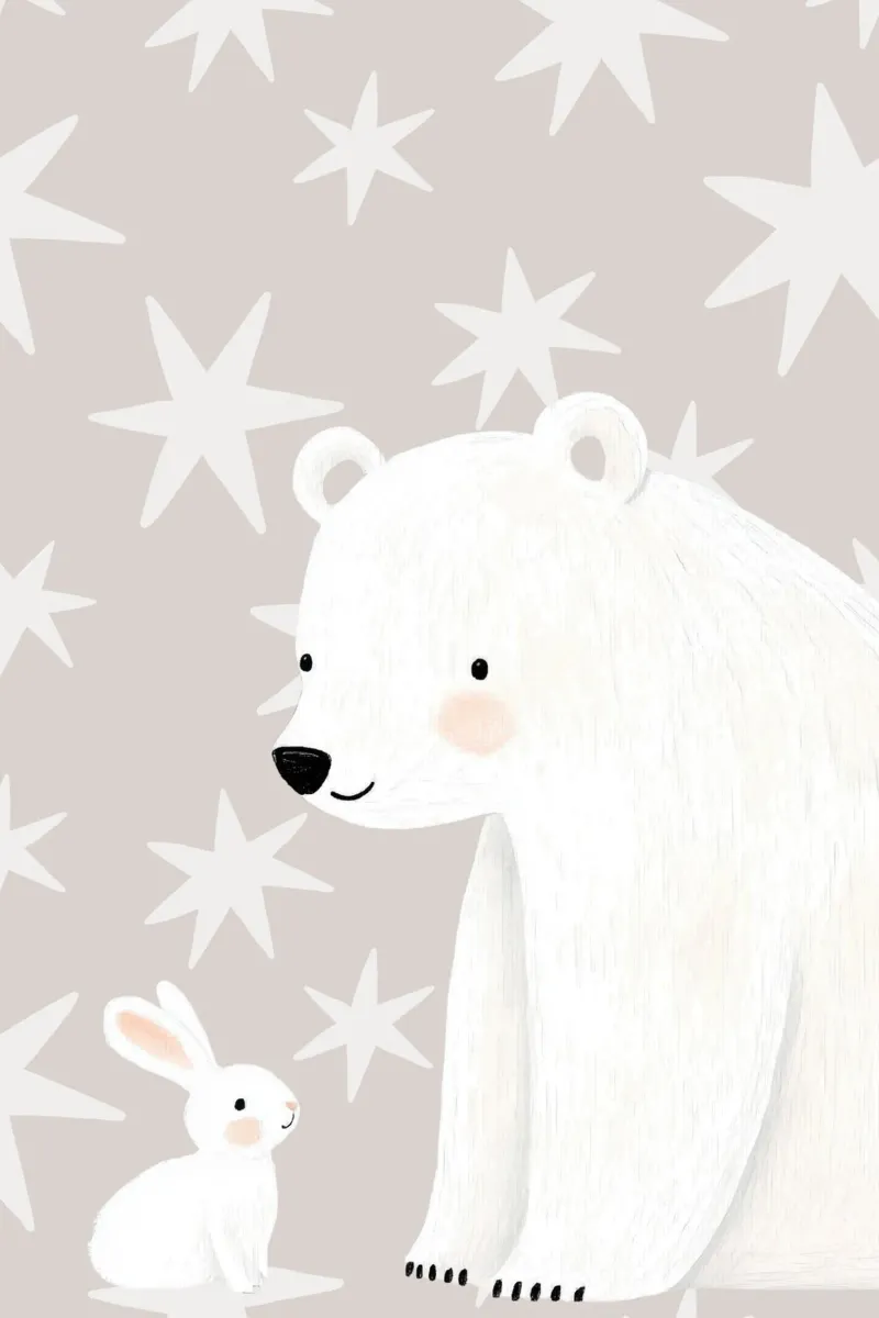 Stampa orso polare per cameretta, decorazione camera bambini, orso polare carino poster con telaio in legno da Little Lola