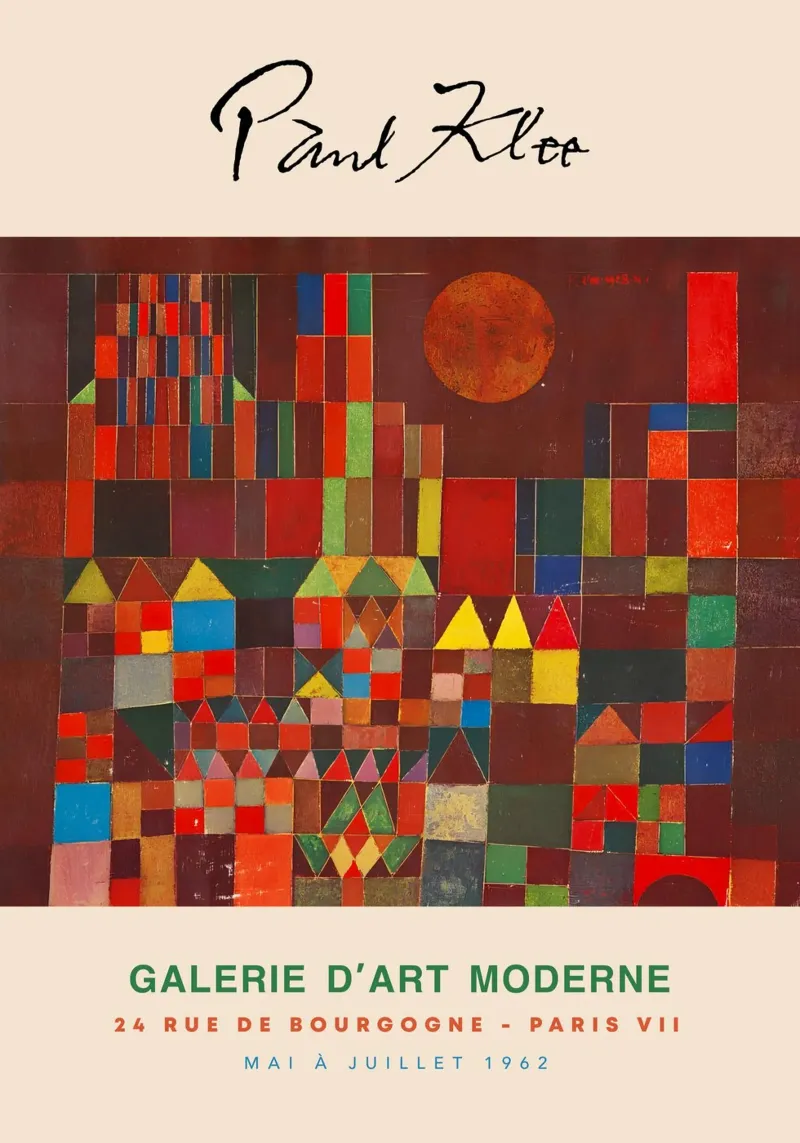 Paul Klee Kasteel en zon Abstract Geometrisch Vintage Print canvas met Baklijst van NorwesClub