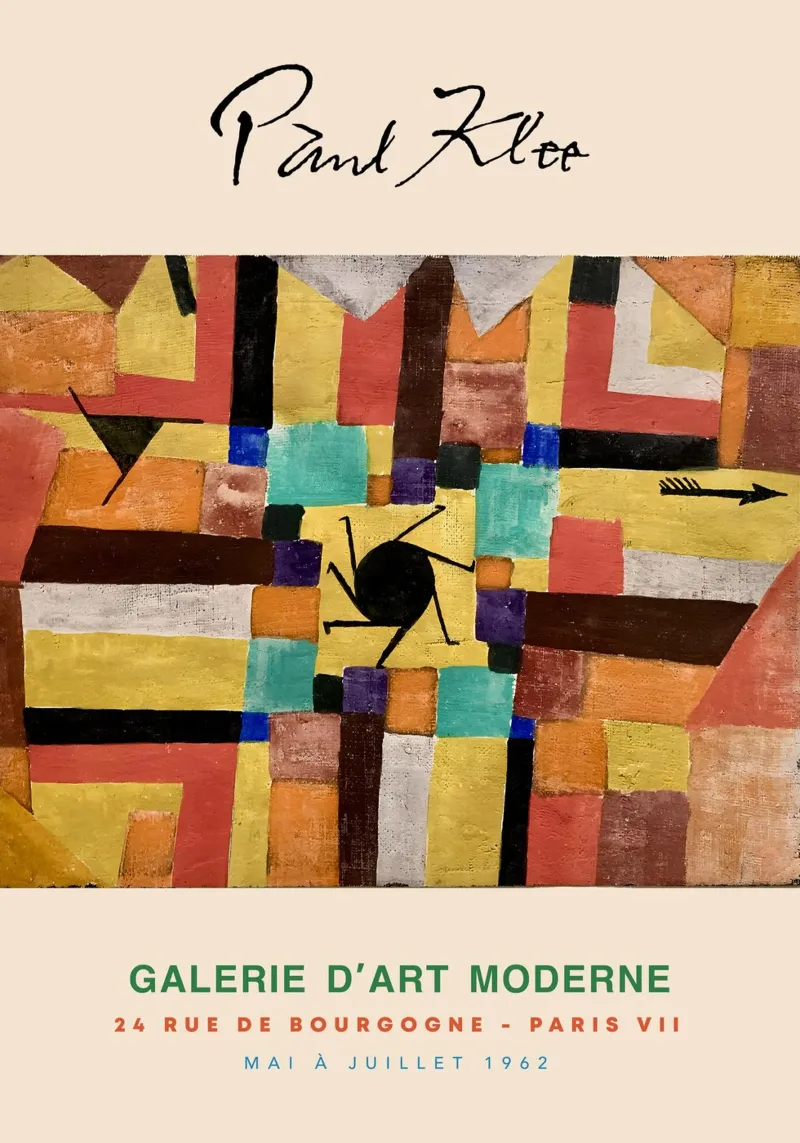 Paul Klee Sole nero Freccia Astratto Simbolico Vintage poster con telaio in alluminio da NorwesClub