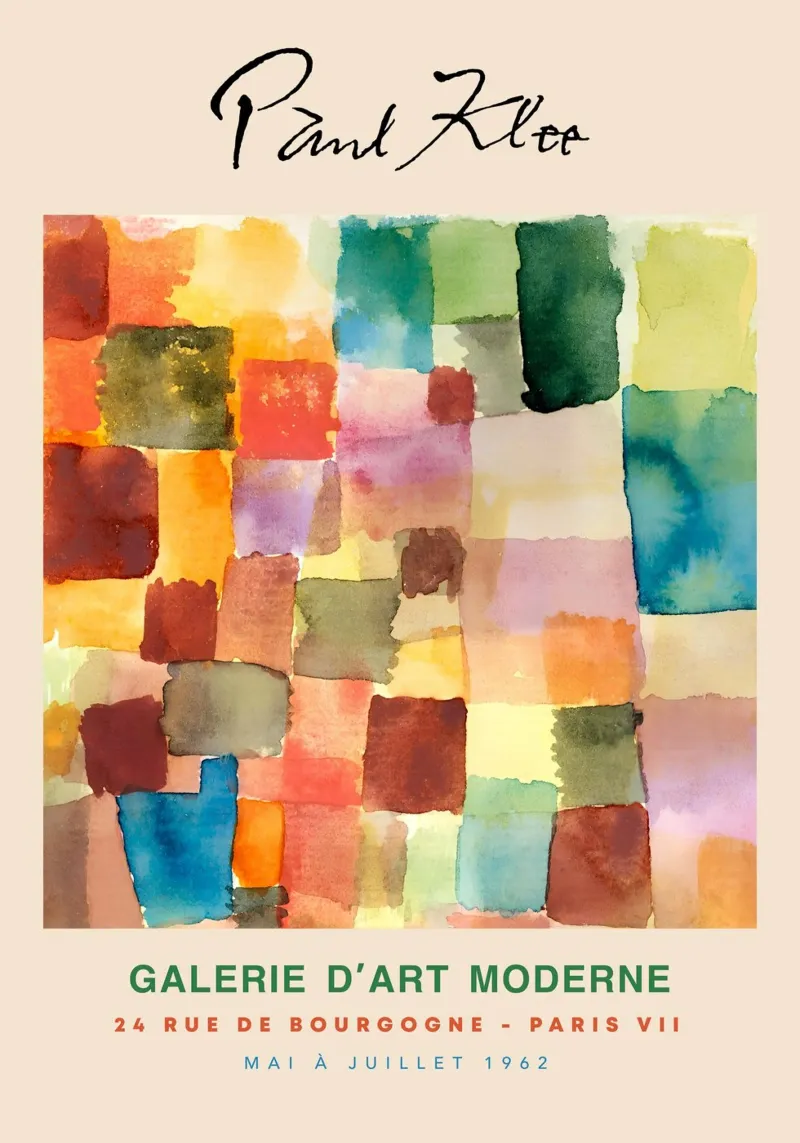 Paul Klee Abstract Kleurenraster Vintage Gallery Print poster met kunststof frame van NorwesClub