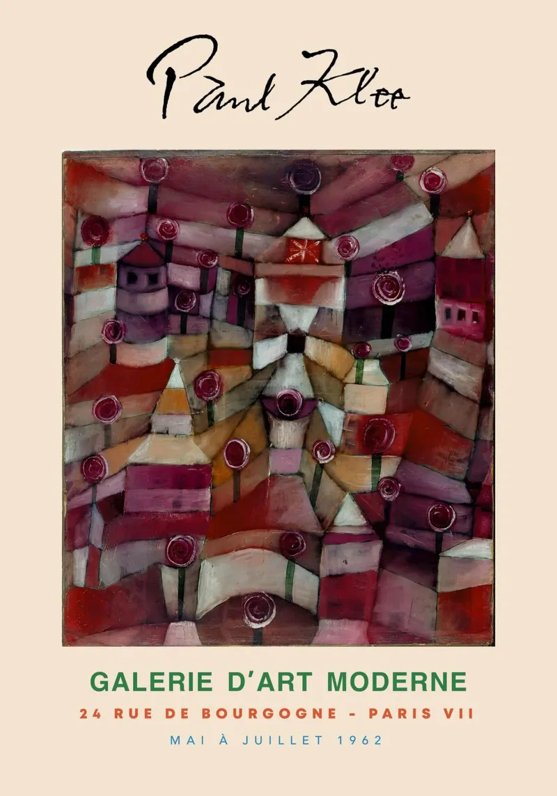 Paul Klee Roseto Architettonico Astratto Stampa d'epoca poster con telaio in alluminio da NorwesClub