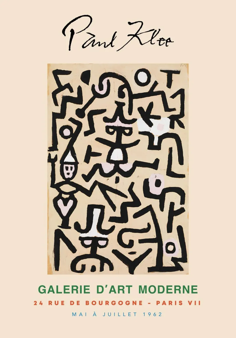 Paul Klee Comedians Handbill Abstract Figurative Vintage canvas with Floater frame by NorwesClub