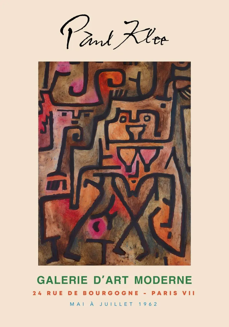 Paul Klee Foresta delle streghe Astratto Primitivo Stampa d'epoca poster con telaio in alluminio da NorwesClub