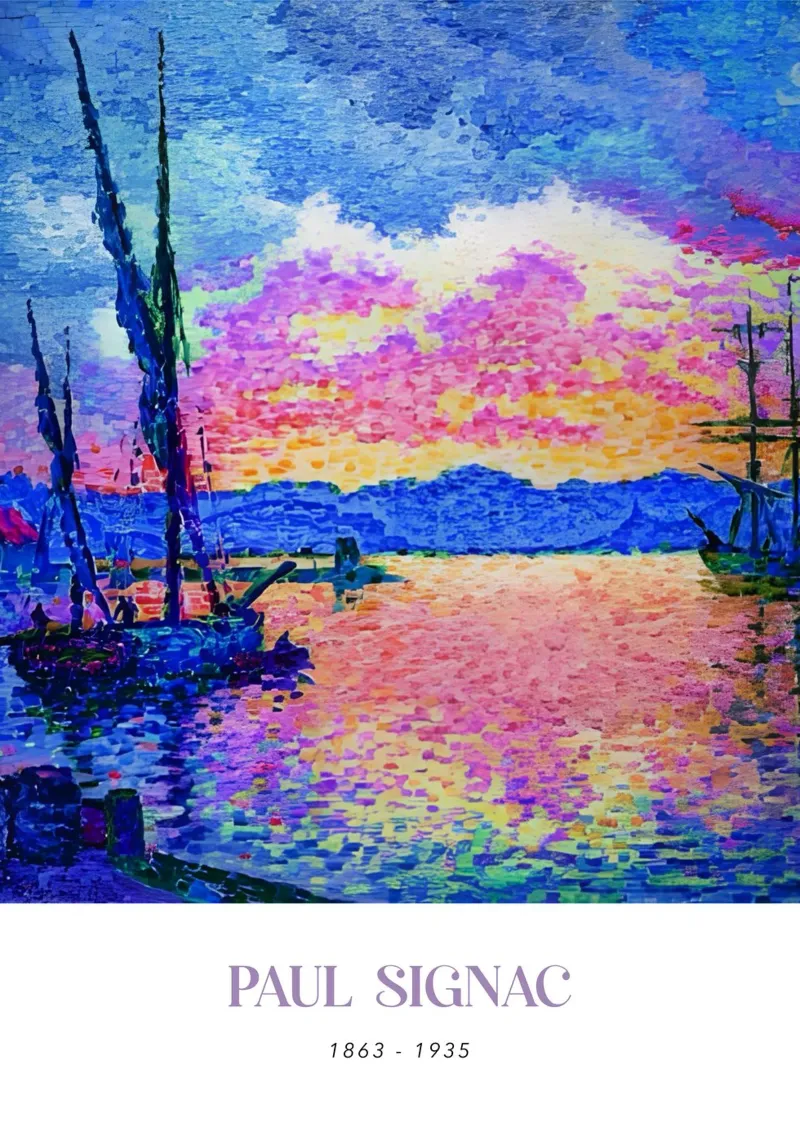 Paul Signac Le Port Sunset Pointillism Vintage Harbor Art alu-dibond by NorwesClub