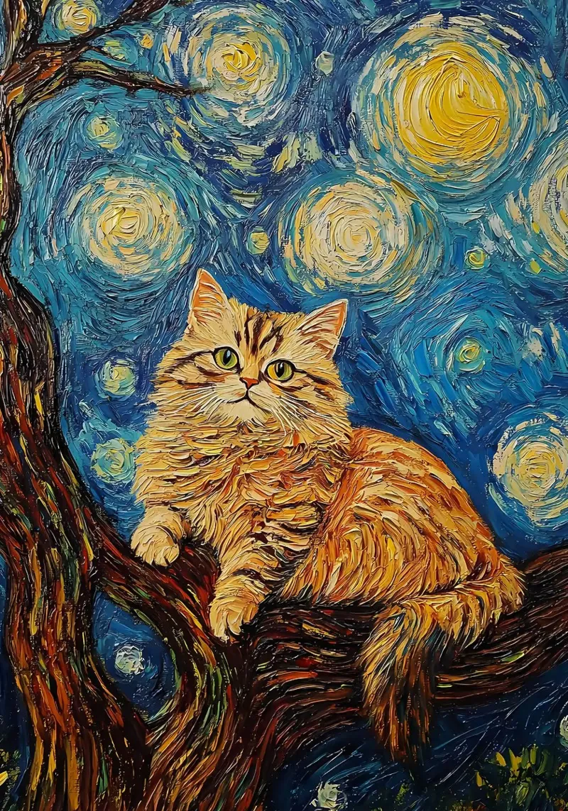 cat tree branches canvas by James Isaac Jackson