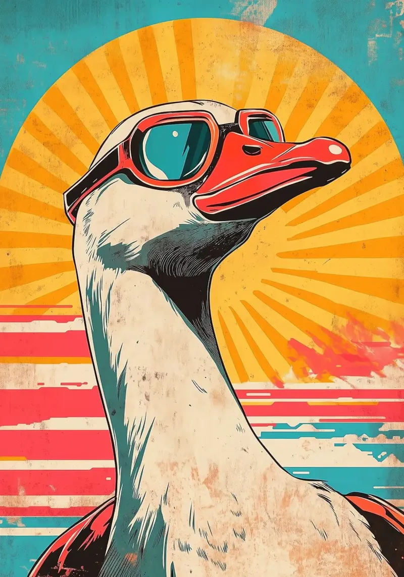 occhiali da sole goose sunburst poster con telaio in alluminio da James Isaac Jackson