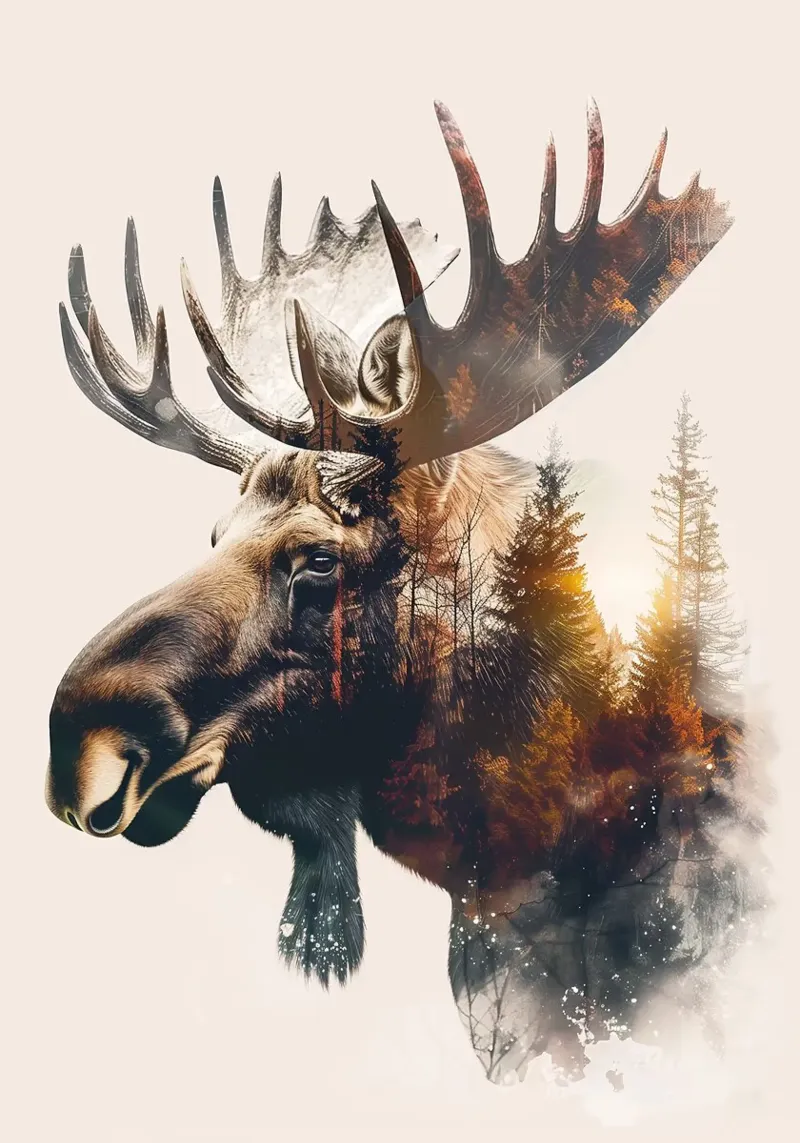 moose forest trees nature canvas by James Isaac Jackson