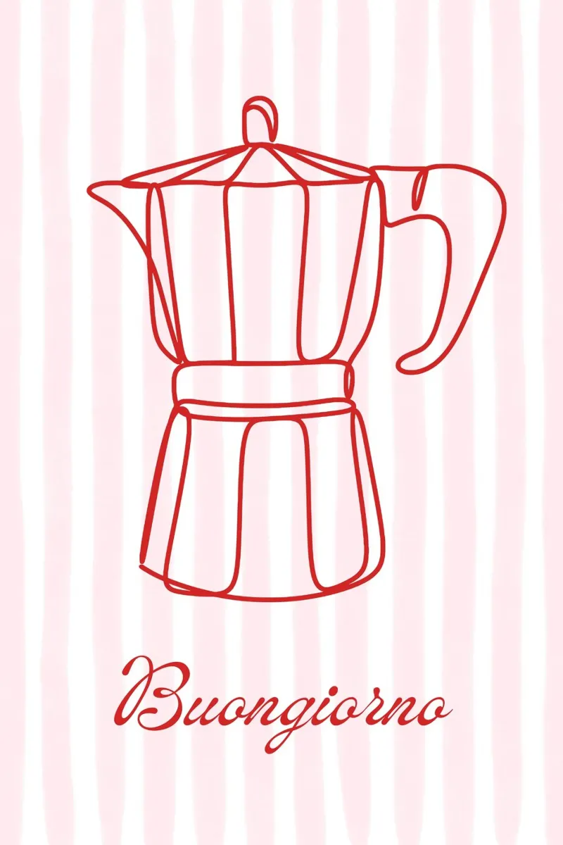 Poster sul caffè Buongiorno, arte moderna minimalista, amore per il caffè poster con telaio in legno da DolceVita