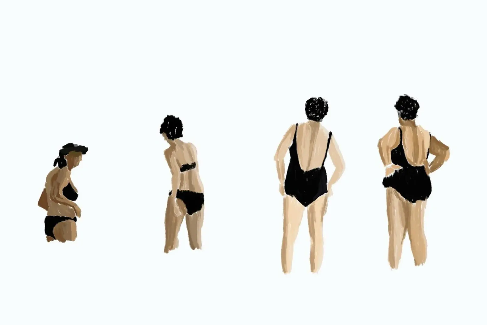 Mid Afternoon Swim Club Ladies Horizontal poster con telaio in legno da Maria Kritzas