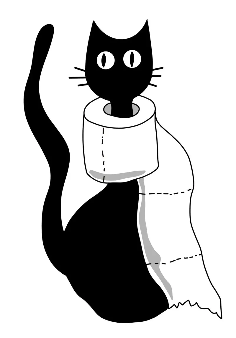 Bagno - Toilette per gli ospiti - Toilette - Gatto poster con telaio in plastica da keinkonzept