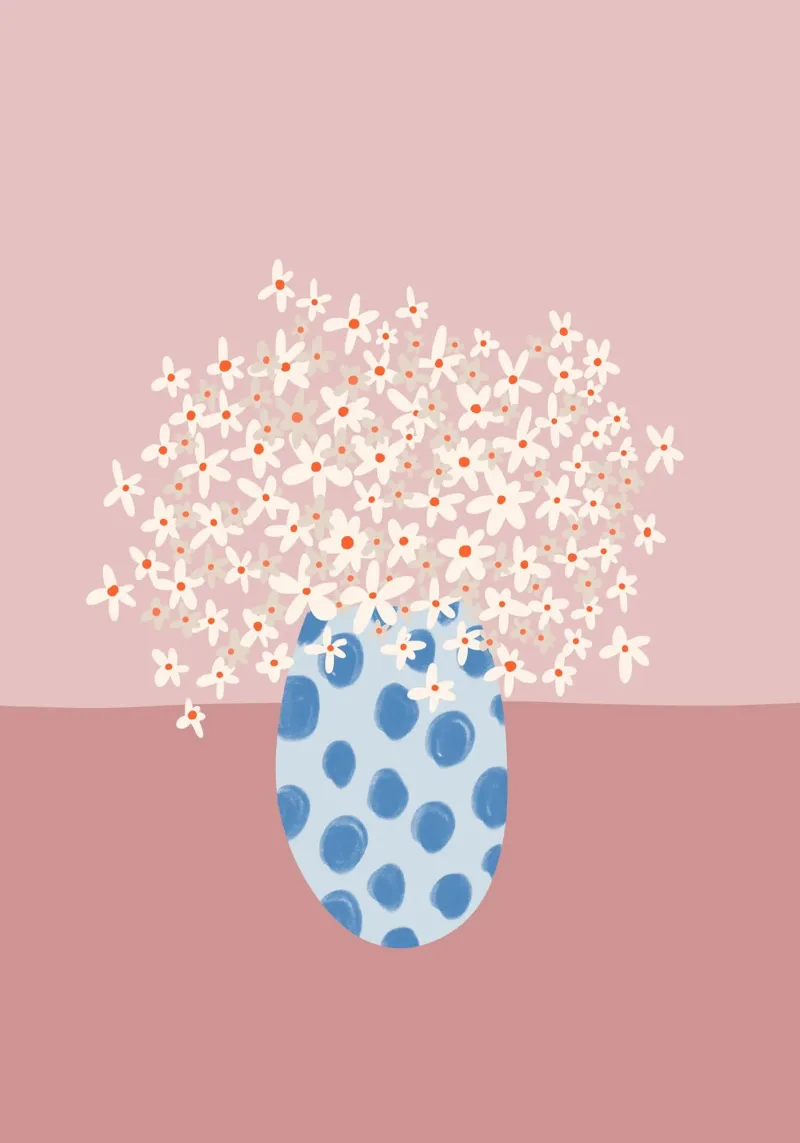 Natura morta - Bouquet - Fiori - Illustrazione poster con telaio in plastica da keinkonzept