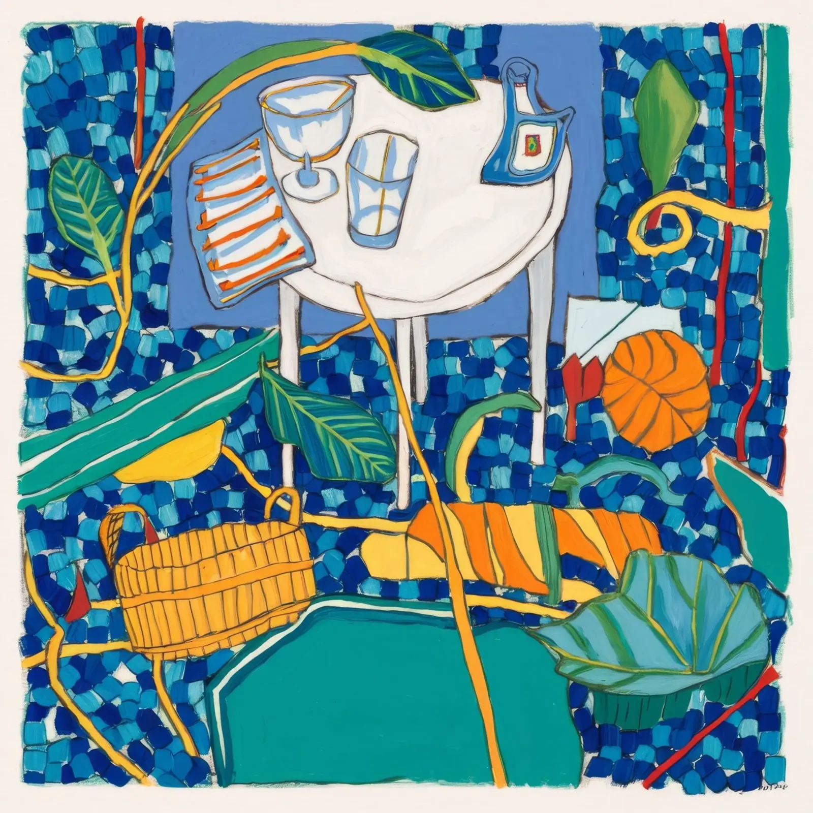 Festa vibrante sulla spiaggia poster con telaio in legno da Beach Palette
