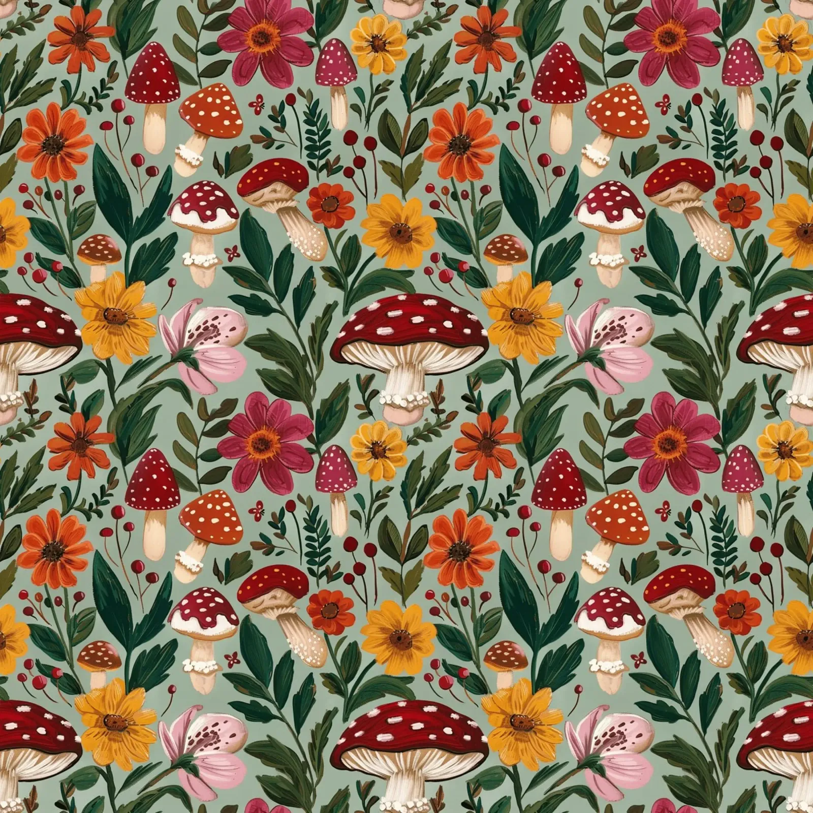 Flowers and Mushrooms carta hahnemühle da Sunflower Soul Studio