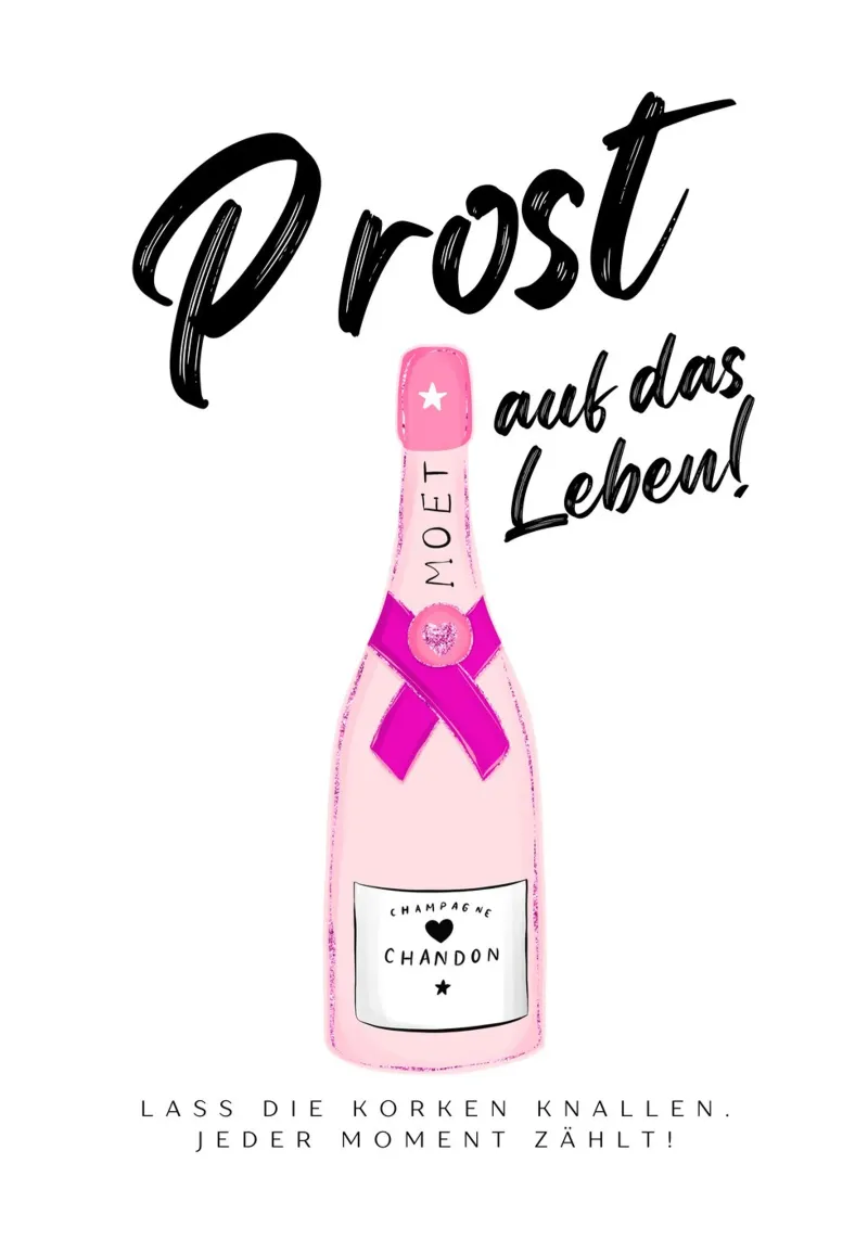 Prost - auf das Leben poster con telaio in alluminio da DigiWunderwerk