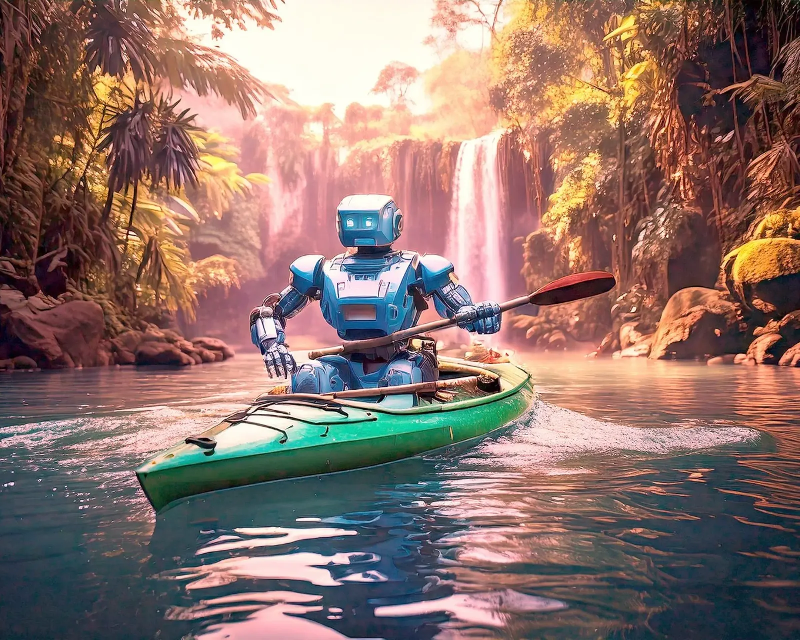 ROBOT EN CANOE. Rose pellicola backlit da Thierry vobmann photography