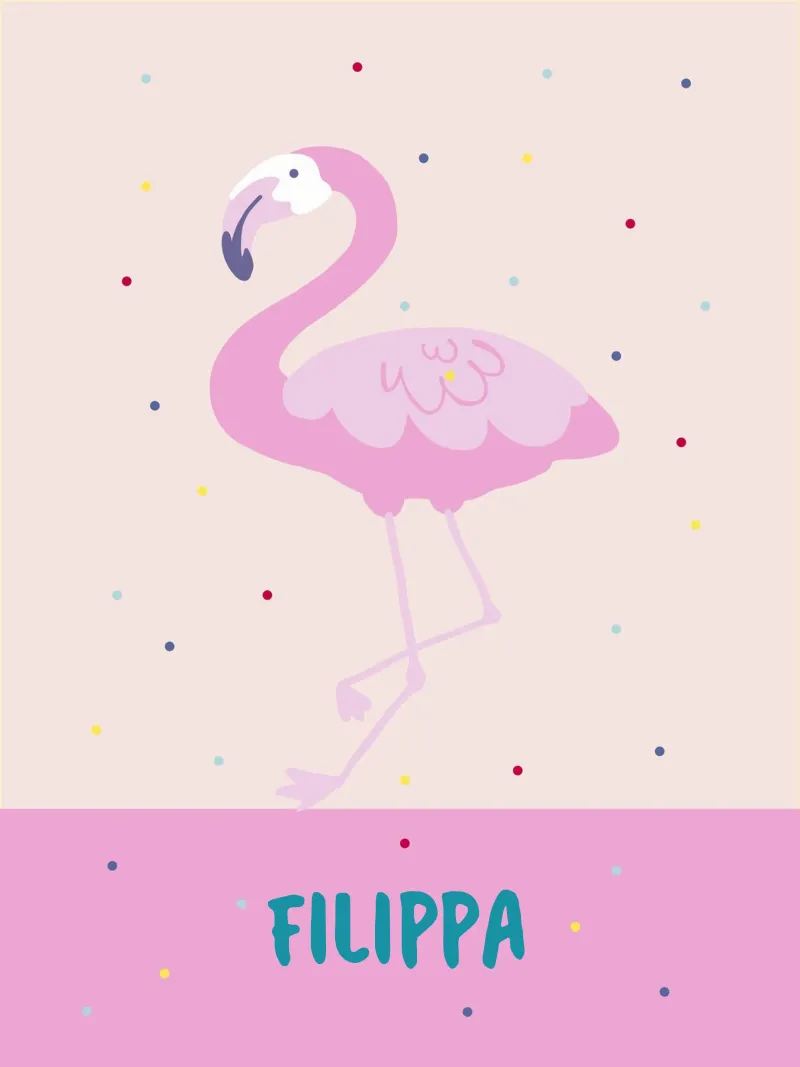 Fröhliches Namensbild mit Flamingo oder Affe carta hahnemühle da Ohkimiko