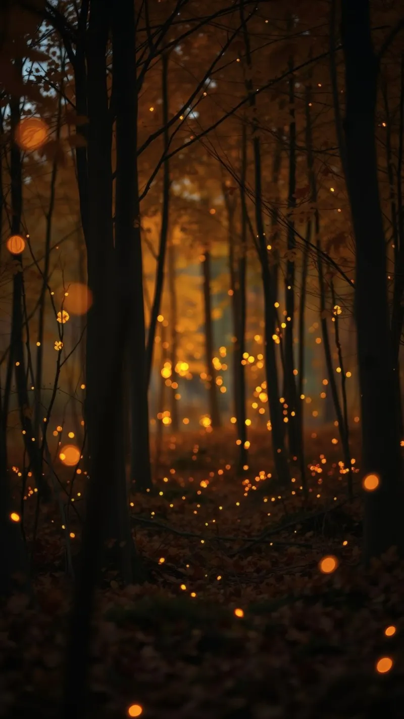 Foresta magica con lucciole luminose al crepuscolo tela da DesignDoodle