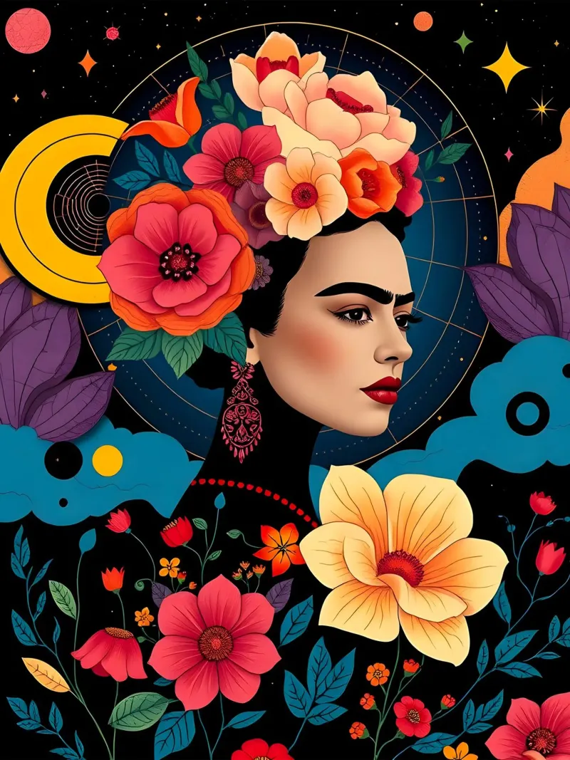 FRIDA KAHLO RITRATTO DI DONNA CALMA poster con telaio in legno da ARTOMATIC