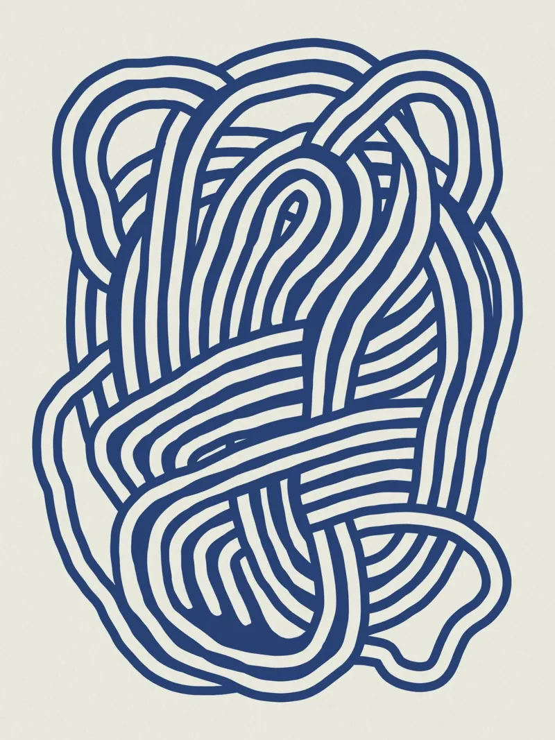 Line art forma organica in blu 03 plexiglass da Little Dean