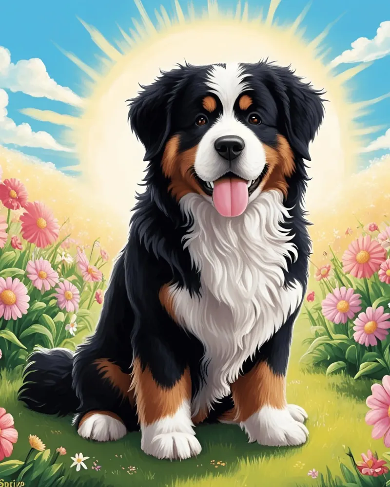Beautiful Bernese Mountain Dog #27 canvas with Floater frame by Yumis.Beargang.and.Me