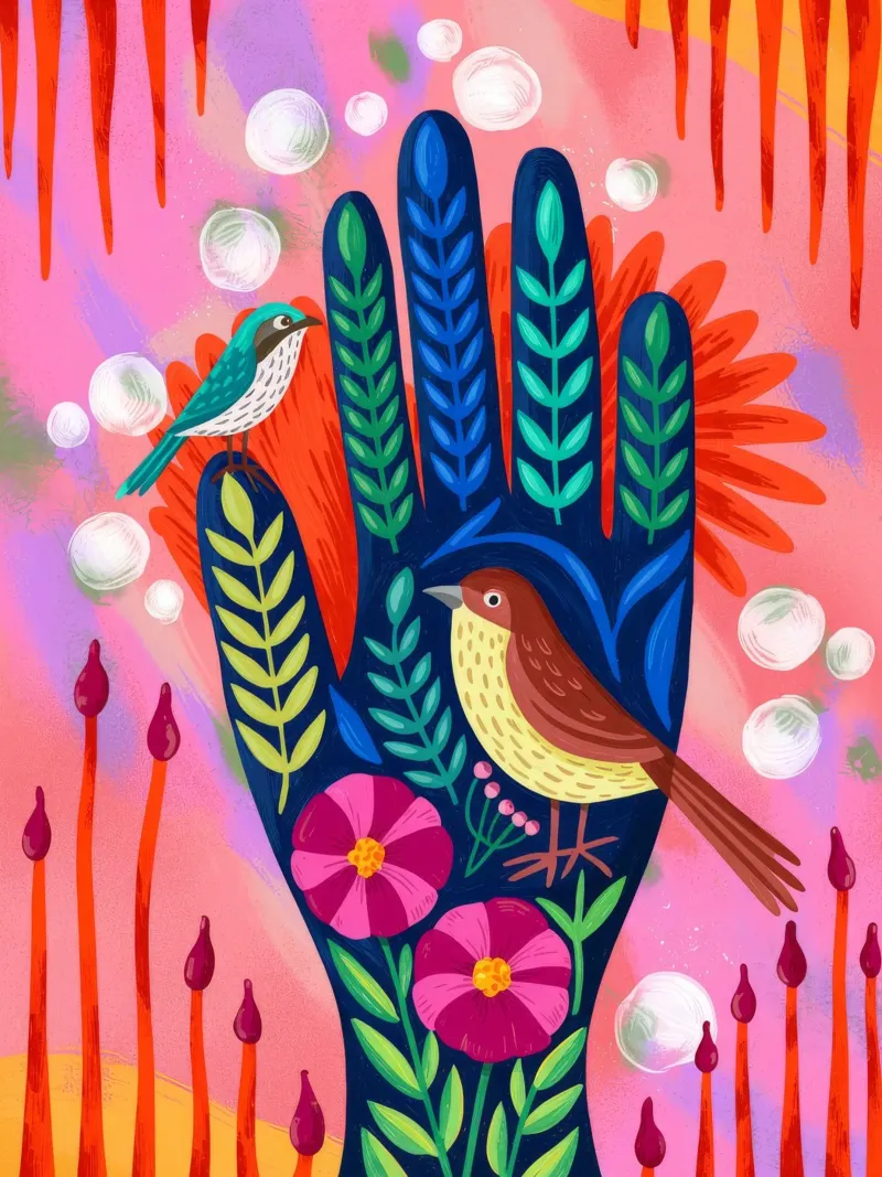 Giardino delle mani incantate poster con telaio in plastica da Silent Hue