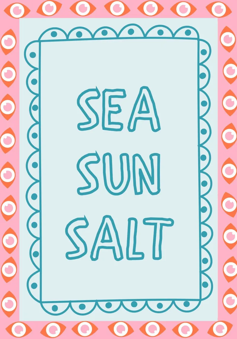 Zee, Zon, Zout Print, Zee Poster, Oceaan Strand Kunst canvas met Baklijst van DolceVita