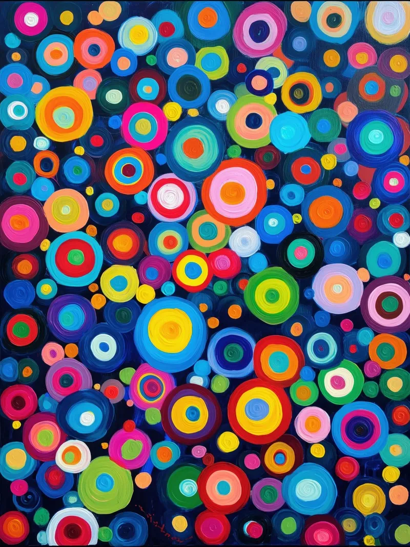 Het regent kleurrijke cirkels | Abstract Canvas Schilderij canvas van Autofocus