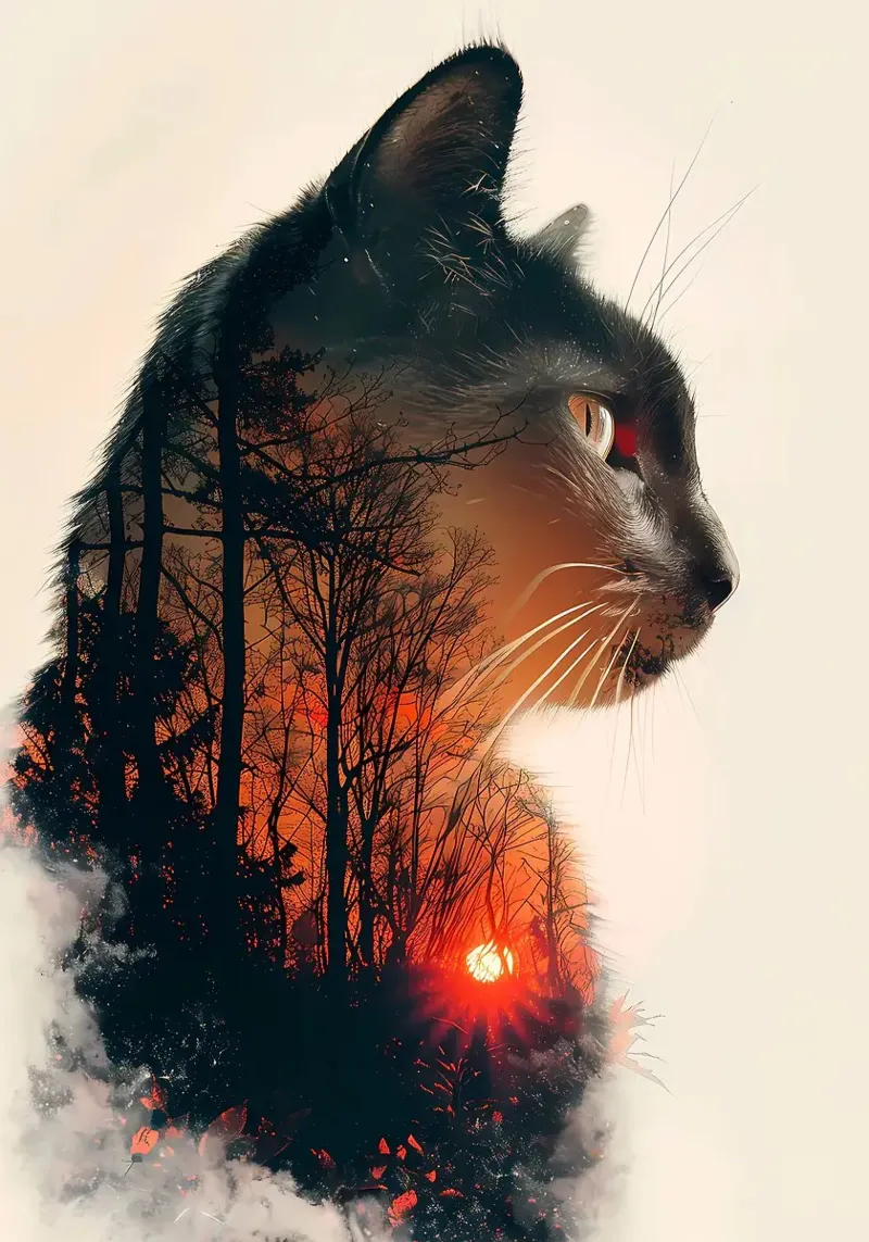 silhouette di gatto nella foresta pellicola backlit da Kirsten C Nolan