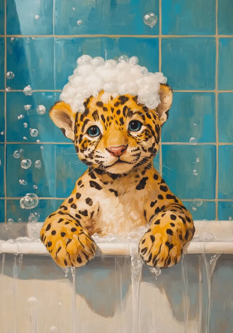 bolle per vasca da bagno leopardate pellicola backlit da James Isaac Jackson