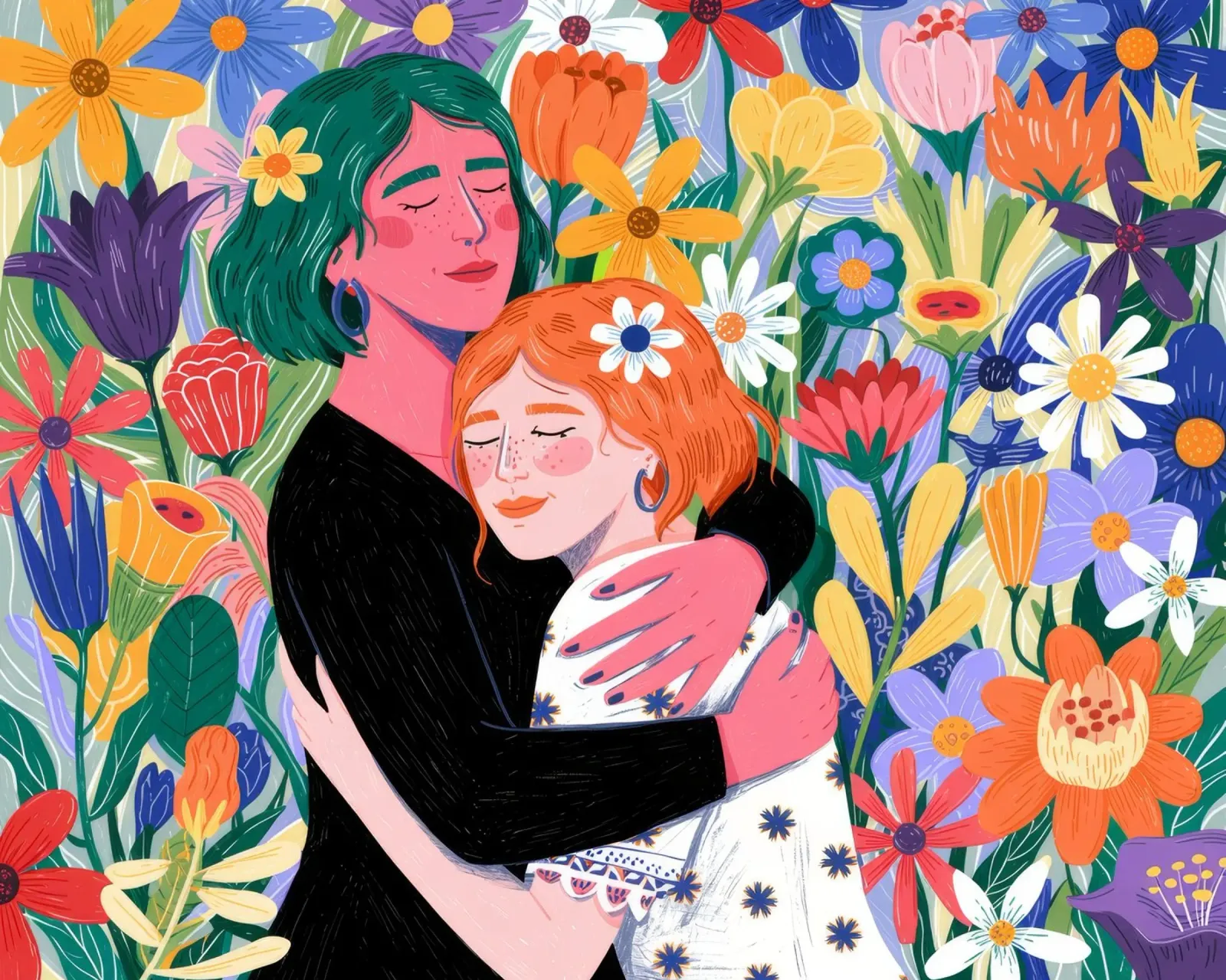 Floral Embrace Harmony canvas by Silent Hue