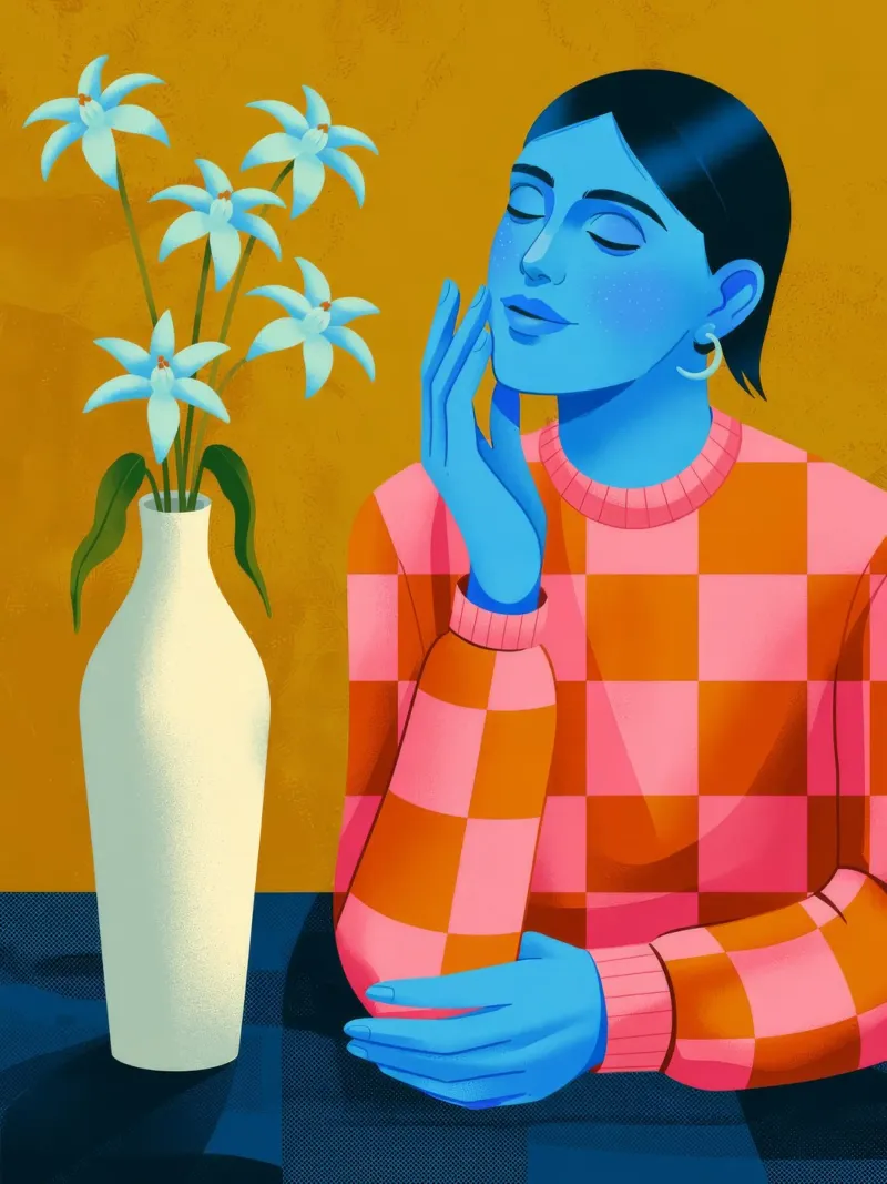 Quiete floreale contemplativa poster con telaio in legno da Silent Hue