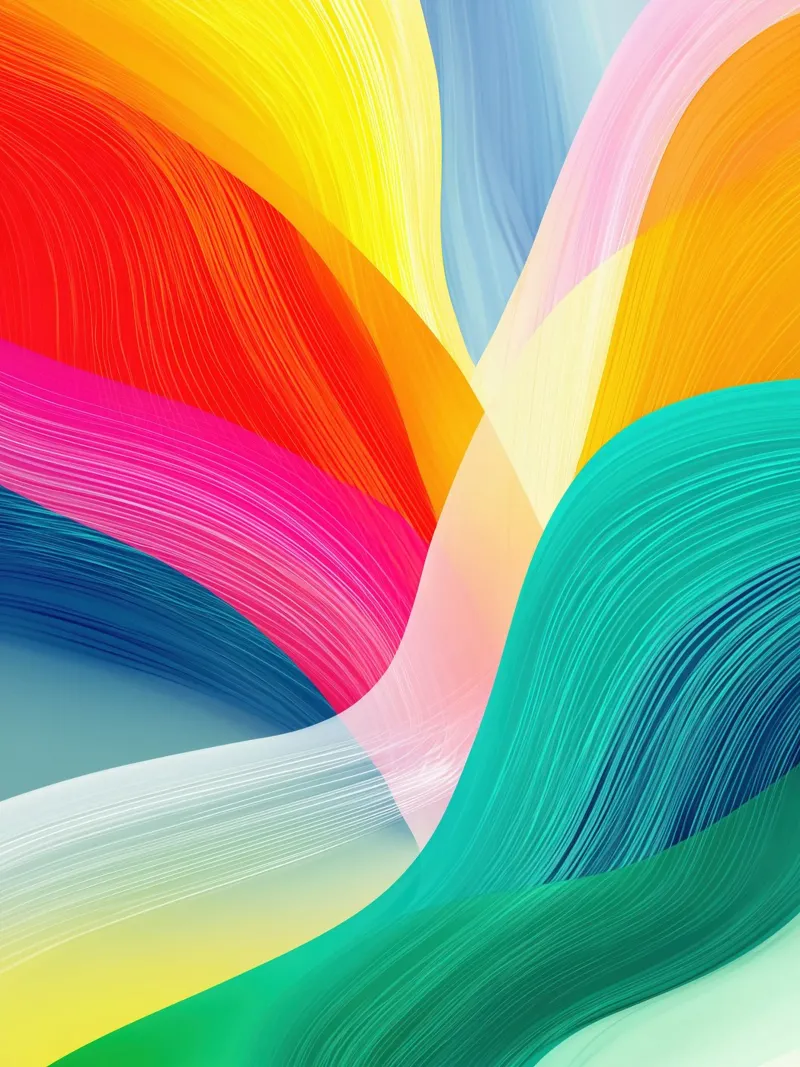Abstracte kleurrijke regenboog bergen poster met aluminium frame van Autofocus