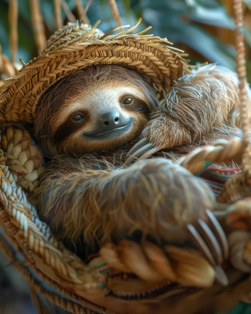 Niedliche Tiere: Faultier mit Strohhut Hahnemühle von SlothStella