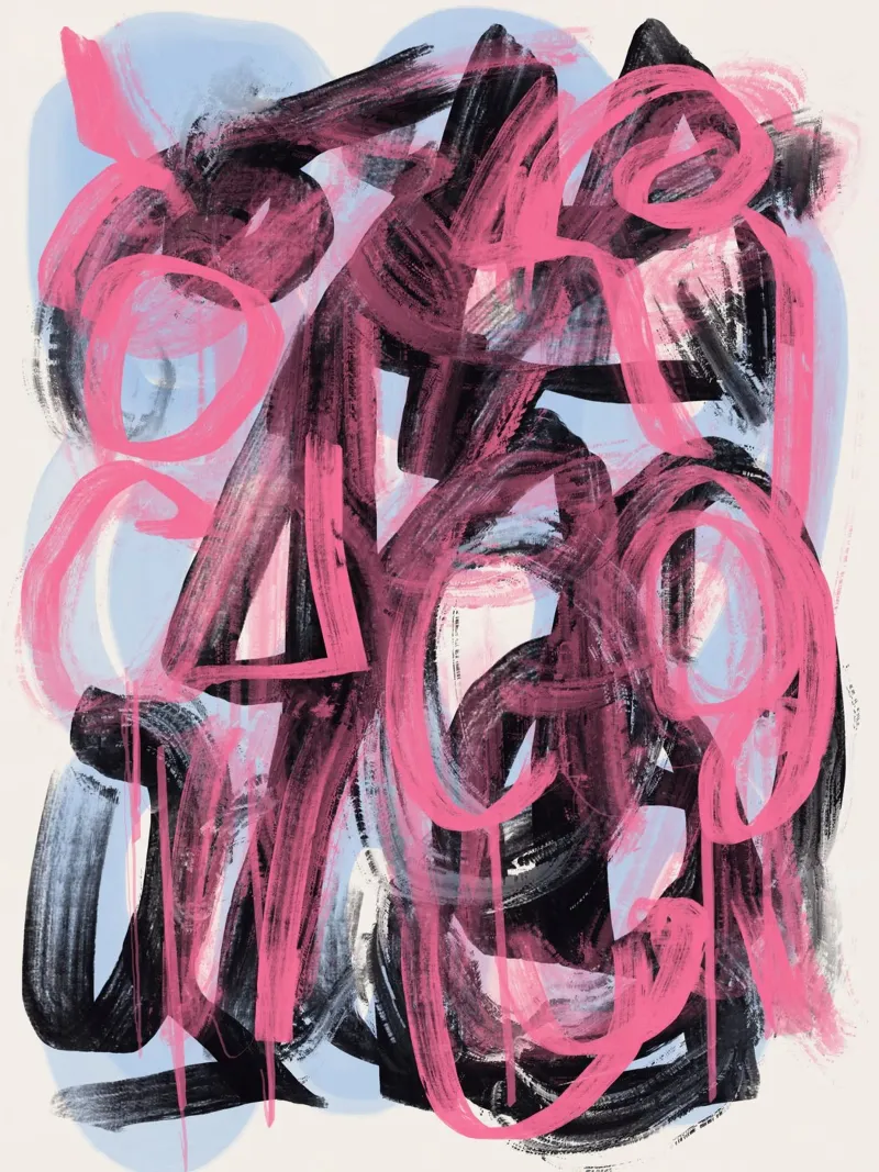Rosa Pinsel Graffiti Poster von Little Dean