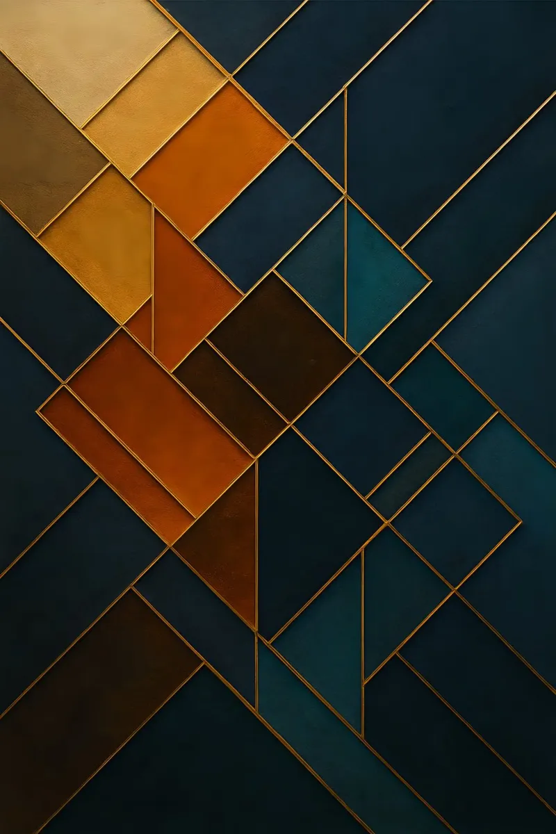 Abstarct  Gold Line Geometric poster con telaio in legno da Indah Creative