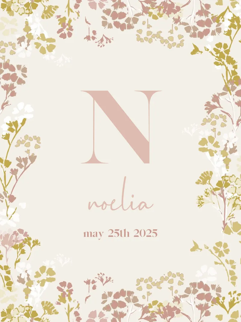 Welcome baby girl with flowers poster with plastic frame by Art by Susana Miranda ilustración