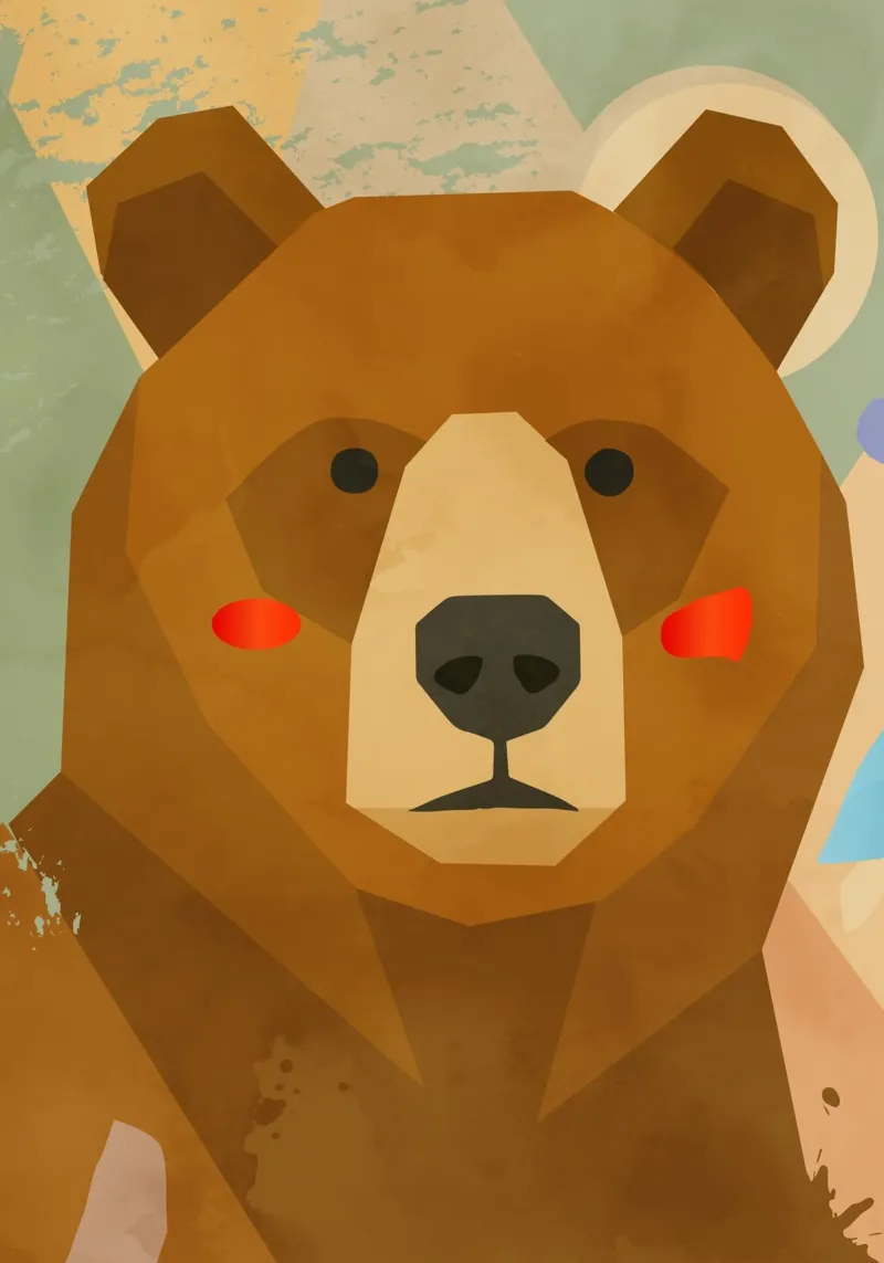 Orso geometrico stilizzato con colori tenui pellicola backlit da namosh