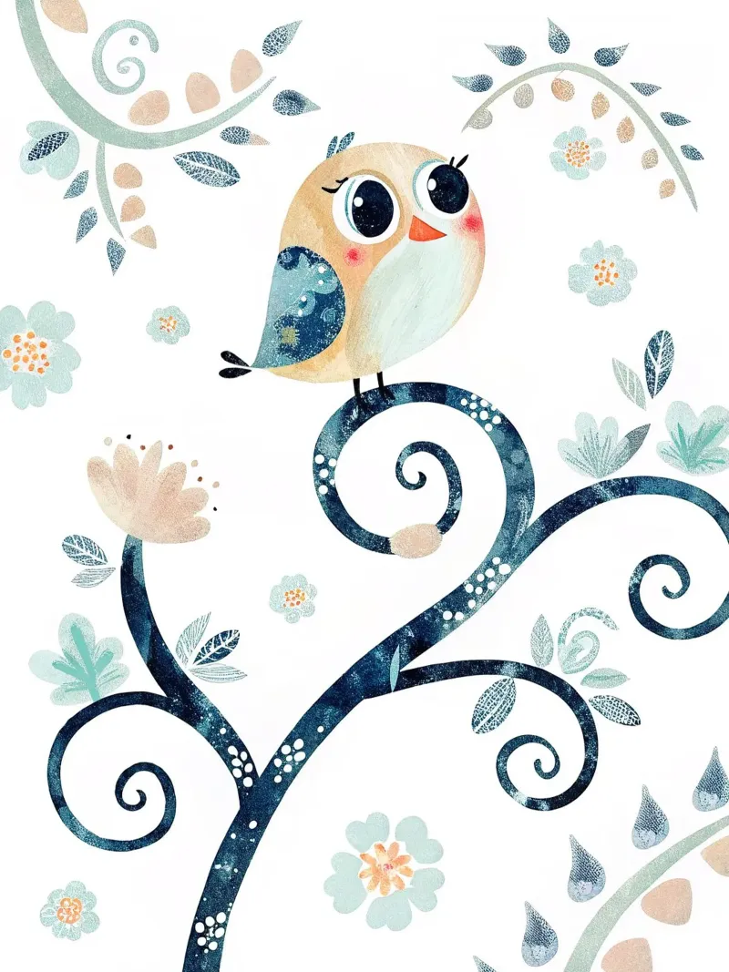 Un uccellino molto divertente poster con telaio in alluminio da 🐹 BABY ART PRINTS
