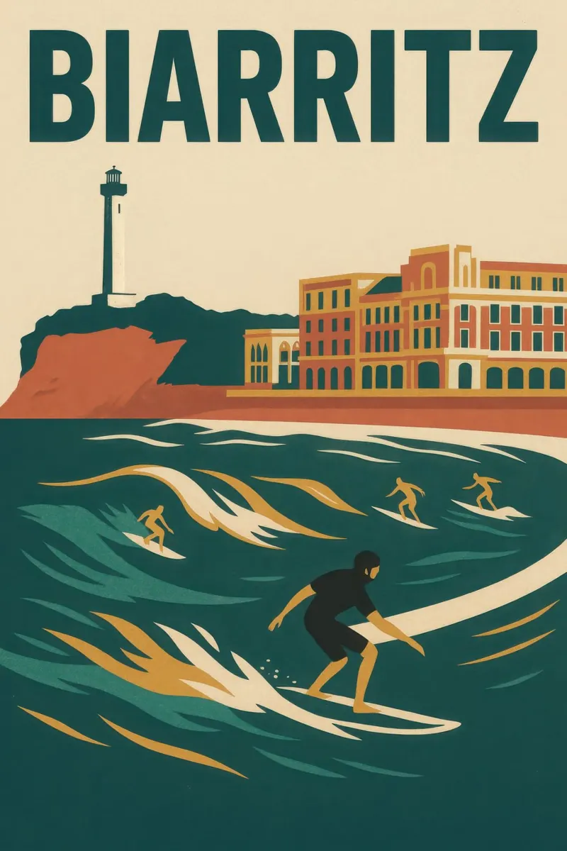 Biarritz, kaiserliche Wellen und Surfgeist Hahnemühle von JETLAG | affiches voyage