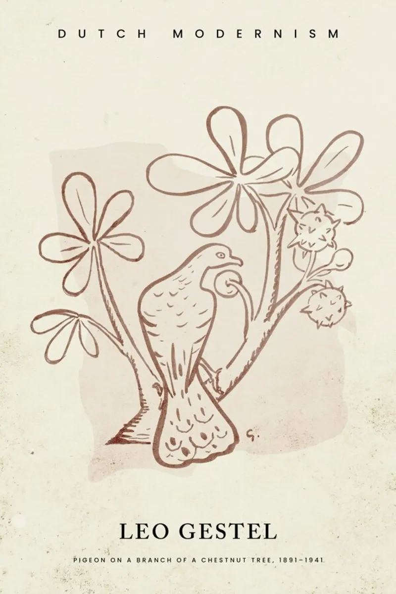 Gestel - Pigeon on a Branch of a Chestnut Tree alluminio dibond da Vintage by JUNIQE