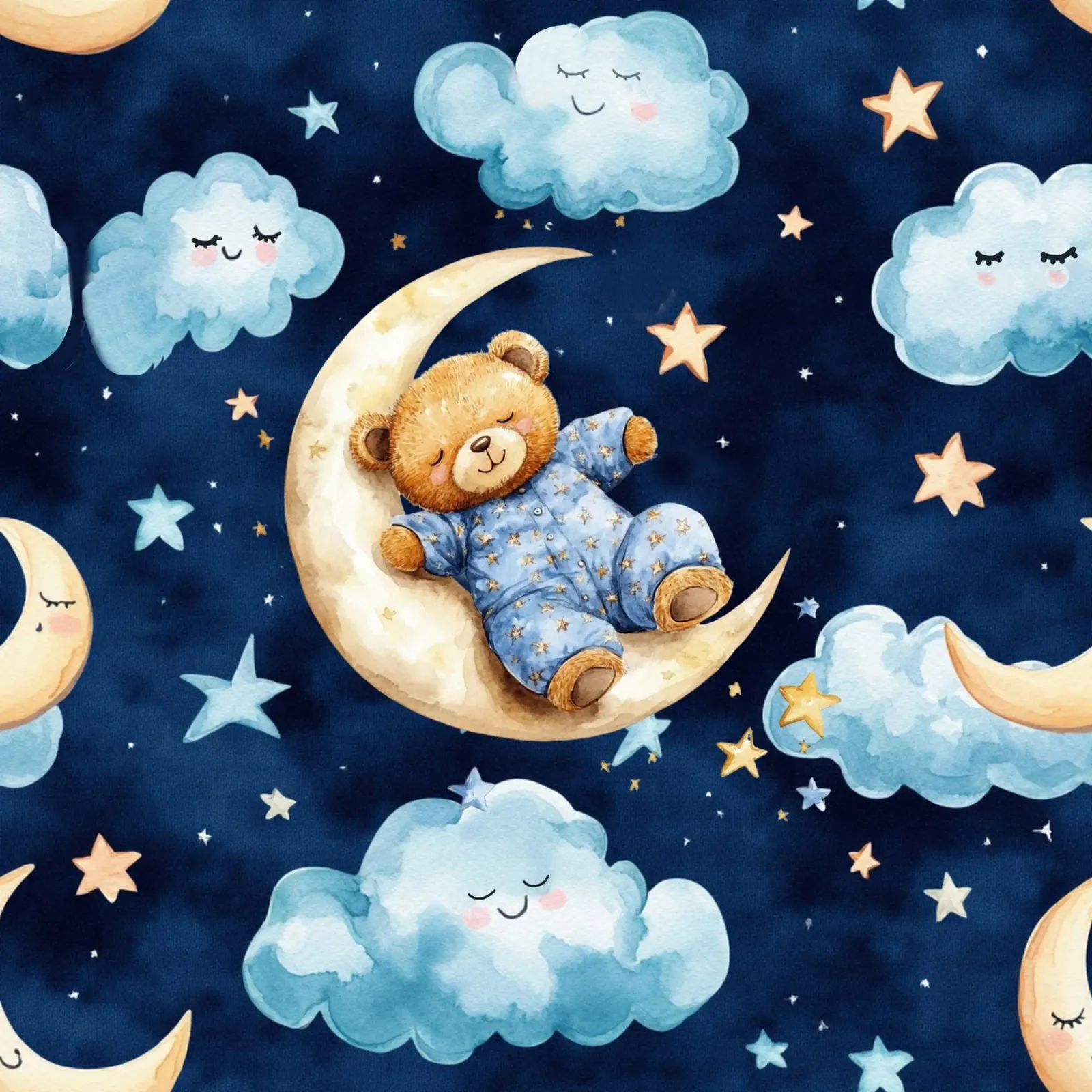 Blauer Teddybär Poster von Happy Littles