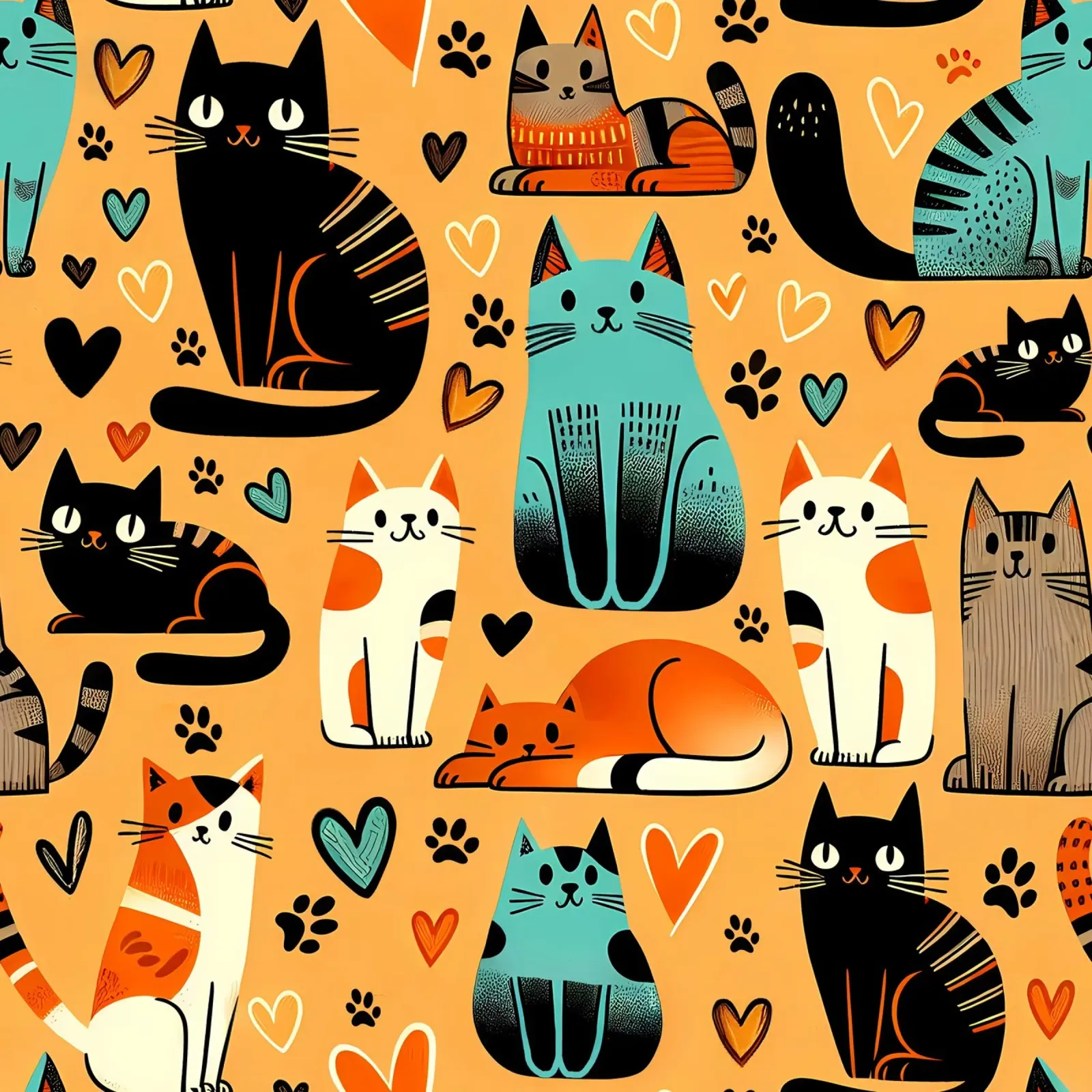 Cat Doodle Pattern canvas by Happy Littles