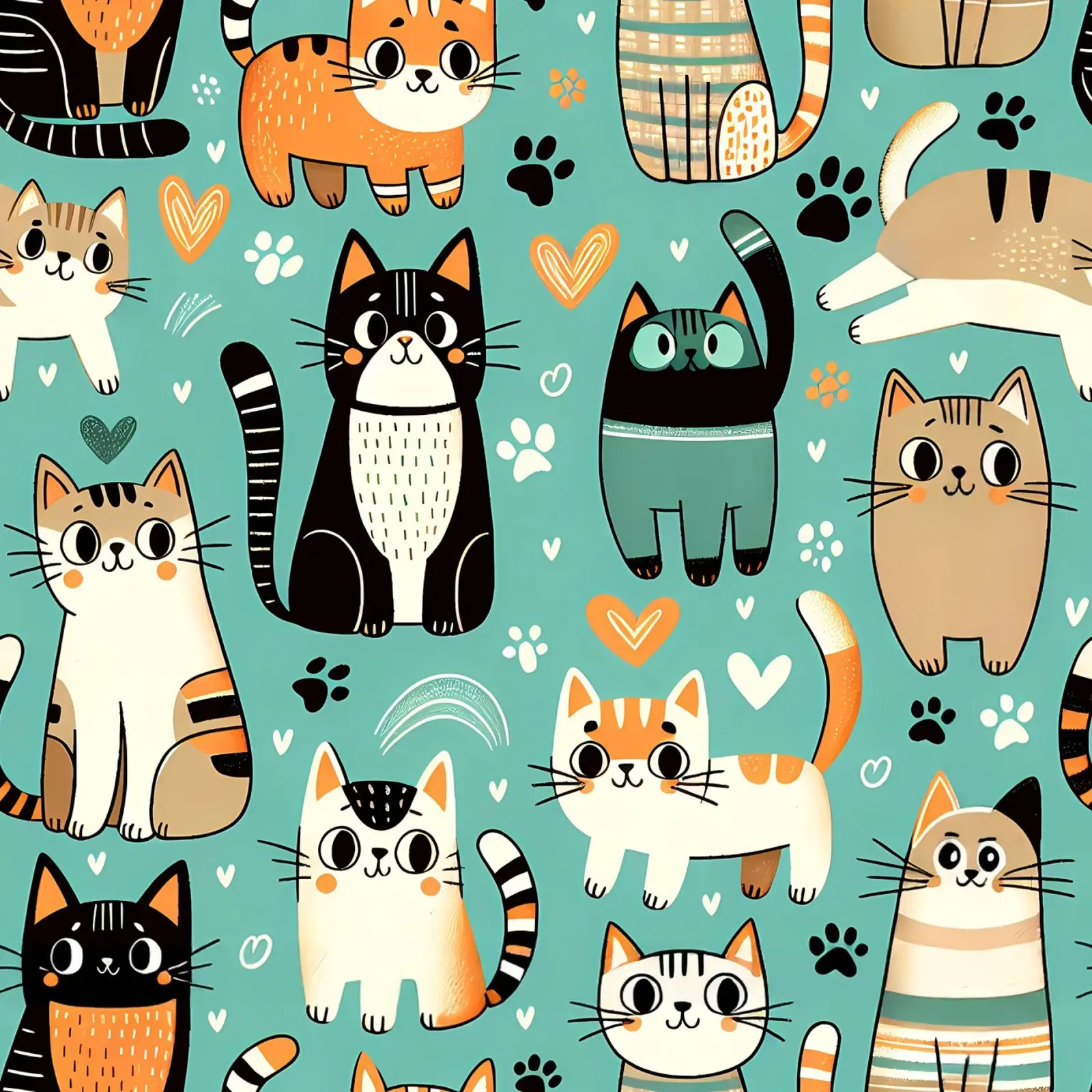 Cat Doodle Pattern canvas by Happy Littles