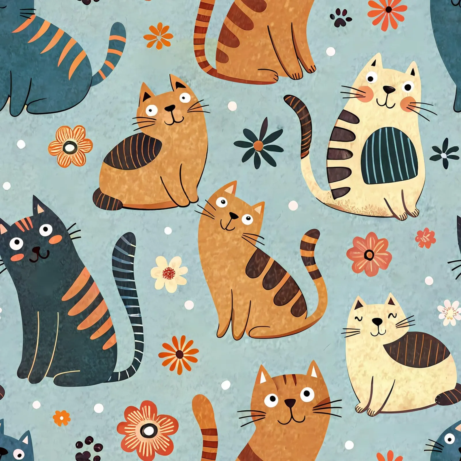 Cat Doodle Pattern canvas by Happy Littles