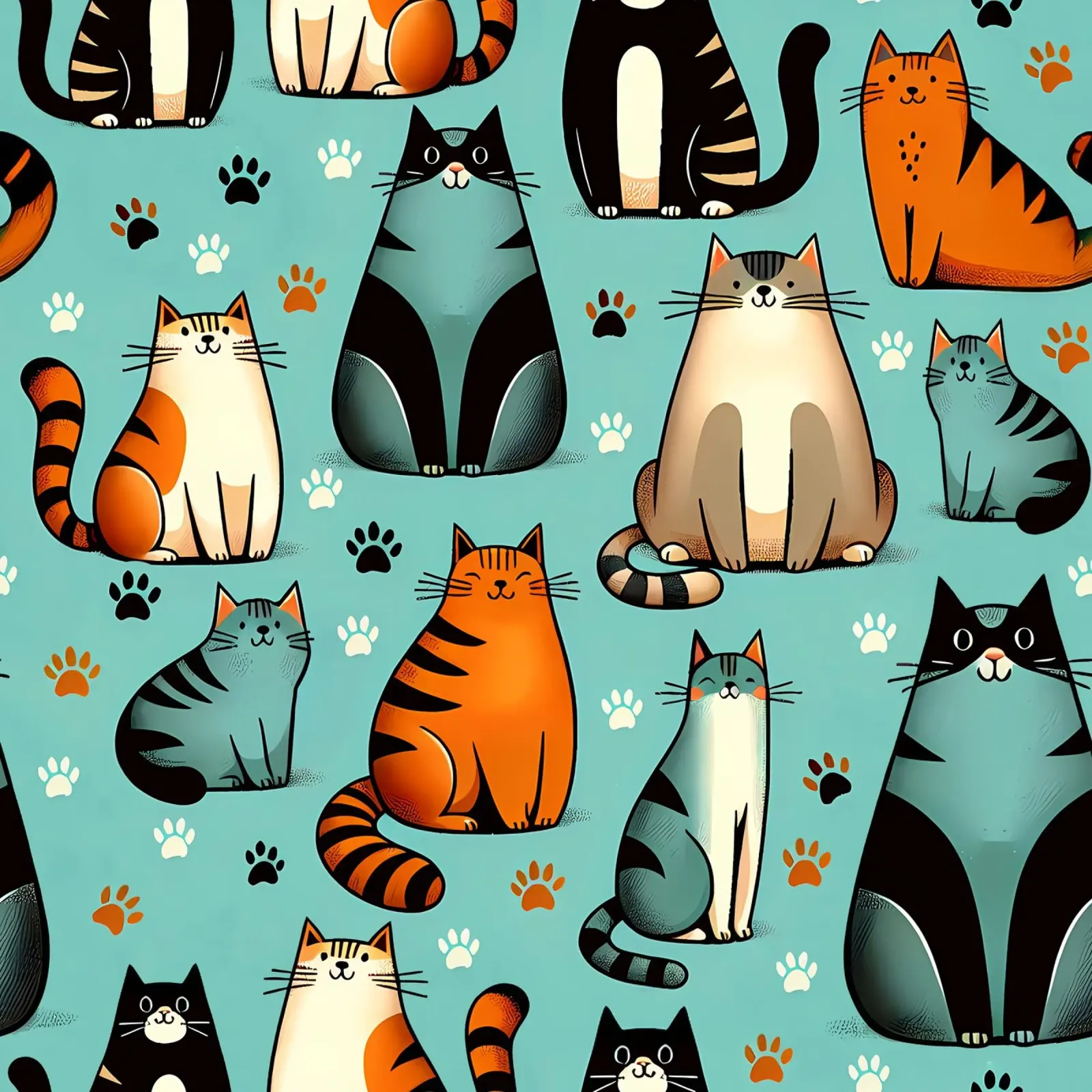 Cat Doodle Pattern hahnemühle van Happy Littles