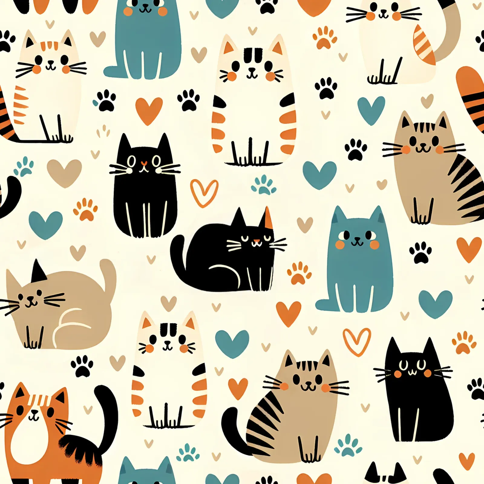 Cat Doodle Pattern canvas by Happy Littles